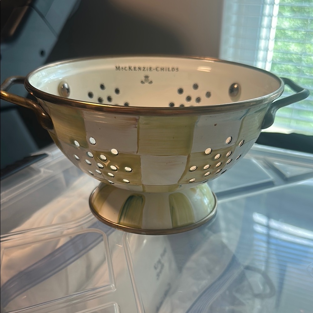 MacKenzie-Childs Parchment Check Small Colander